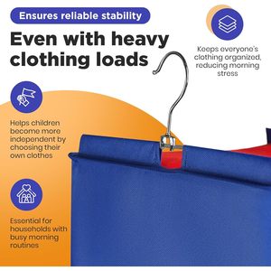 Organizador de ropa colgante de 6 estantes con etiquetas de los días de la semana para almacenamiento en el armario del dormitorio con gancho de montaje de tela no tejida - Product Image 5