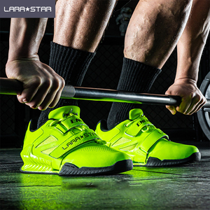 LS1035 <span class=keywords><strong>Chaussures</strong></span> de squat personnalisées <span class=keywords><strong>Chaussures</strong></span> de squat professionnelles à semelle large et à talon haut Couleur noire et verte - Product Image 4