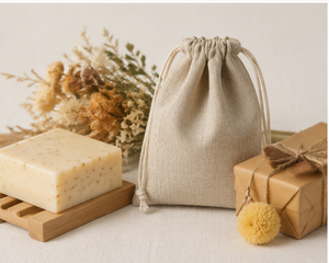 Pochette en lin de haute qualité pour bijoux MHC avec cordon de serrage, doublure en velours, pour emballage cadeau de Noël, lavable, impression de logo personnalisée - Product Image 4