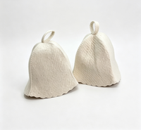 Chapeau de sauna en feutre de laine 100% naturelle, texture gaufrée, bord festonné, non imprimé, protection pour la tête lors du bain de sauna