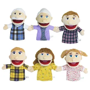 Marionetas de mano de peluche divertidas para niños, juguete educativo de felpa con dibujos animados personalizados, regalo familiar