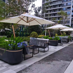 Parasol d'extérieur Luckin, grand, imperméable, en aluminium et tissu, pour meubles d'extérieur, cour, jardin, terrasse, <span class=keywords><strong>table</strong></span>, chaise - Product Image 2