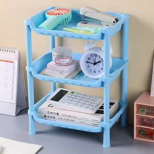 <b>Desktop</b> Three Tier Shelf Large Capacity Storage Organizer For Office And Cosmetic Items <b>Standing</b> Type Rectangle PP Material - Product Image 2