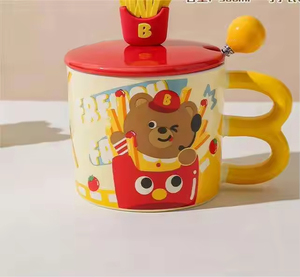 <b>Large</b>-Capacity Cute Bear Fries <b>Mug</b> Creative High-Value Cartoon Ceramic Water Cup for Household Use - Product Image 3