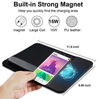 Tapis de souris ergonomique avec chargeur sans fil Qi 15W et repose-poignet en mousse à mémoire de forme, base en caoutchouc antidérapante, tapis de bureau pour le bureau et la maison