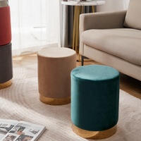 Pouf rond fonctionnel en velours vert, gain de place, avec rangement, banc ottoman, tabouret