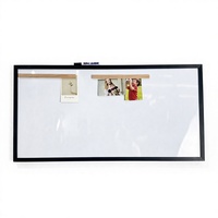 Tableau d'écriture magnétique mural avec cadre en bois massif, effaçable à sec, réutilisable, cadre en bois noir, taille personnalisable en option