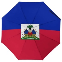 Parapluie automatique drapeau d'Haïti – Fierté haïtienne – Protection UV, imperméable, anti-soleil, résistant au vent fort – Parapluie de voyage personnalisé