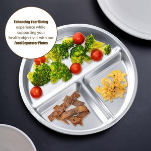 Tái Sử Dụng 304 Thép Không Gỉ Chia Bữa Ăn Tối Tấm Với <span class=keywords><strong>3</strong></span> Ngăn Vòng Đĩa Món Ăn Phần Điều Khiển Chế độ Ăn Uống Khay Cho Trẻ Em - Product Image 5