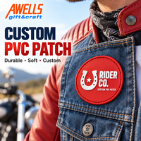 Écussons PVC en gros personnalisés avec logo de motard, design rond rouge pour marques de motos, équitation et vente au détail de mode