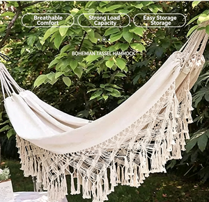 <span class=keywords><strong>Hamac</strong></span> suspendu en macramé en coton, style princesse bohème, haute qualité, design moderne, portable, pour jardin, plage, cour extérieure - Product Image 3