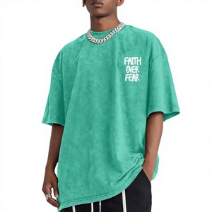Fournisseur en gros personnalisé – T-shirt homme streetwear oversize de haute qualité, en coton épais délavé à l'acide, avec impression graphique sérigraphiée - Product Image 3