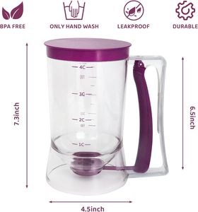 Distributeur de pâte à crêpes – Indispensable en cuisine – Distributeur de pâte à crêpes avec étiquette de mesure – Versement facile – Fournitures de pâtisserie - Product Image 4