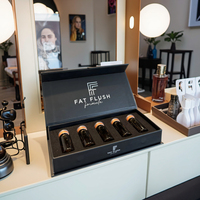 Boîte cadeau personnalisée en carton rigide noir de luxe avec fermeture magnétique pour sérum de soin de la peau avec doublure en éponge