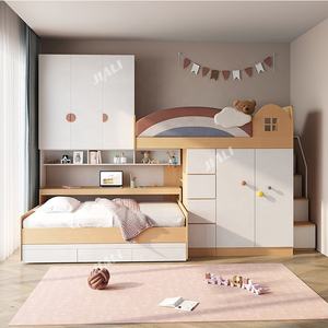 Fabbricazione personalizza Rainbow T-Shape Mdf mobili per camera da letto per bambini <span class=keywords><strong>King</strong></span> Children letto a castello singolo 140*70 con armadio per scale - Product Image 3