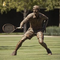 Statue de joueur de tennis en bronze grandeur nature RELONG, sculpture sportive en métal, design personnalisé, pour extérieur