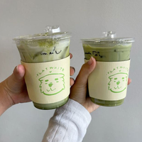 Gobelets en plastique PET vert matcha en gros, gobelets jetables recyclables pour le thé, le café et les événements, qualité alimentaire, impression de logo personnalisée