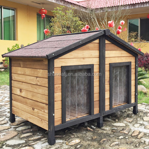 SDD012 Maison pour <span class=keywords><strong>chien</strong></span> imperméable, durable, en bois, pour l'extérieur, avec 2 portes, pour toutes les saisons, pour les grands chiens - Product Image 2