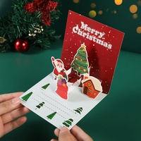 Tarjeta de Navidad 3D Pop-up con Árbol de Navidad de Dibujos Animados, Tarjeta de Felicitación Navideña para Regalos de Nochebuena y Deseos Corporativos