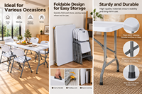 Table pliante en plastique HDPE rectangulaire, cadre en fer portable, gain de place, meubles de pique-nique et de camping en plein air