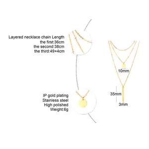 도매 여성 액세서리 금도금 레이어 우아한 인공 보석 스테인레스 스틸 체인 목걸이