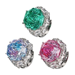 Fashion Jewelry Eco-friendly Copper 16mm Multicolor Cubic Zirconia <b>Dainty</b> Colorful Zircon Band <b>Ring</b> for Vibrant Daily Style - Product Image 2