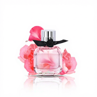 Flacon en verre octogonal de 50 ml, eau de parfum pour femmes, vaporisateur, décoration avec nœud et pierres précieuses, parfum floral fruité longue durée, coffret cadeau