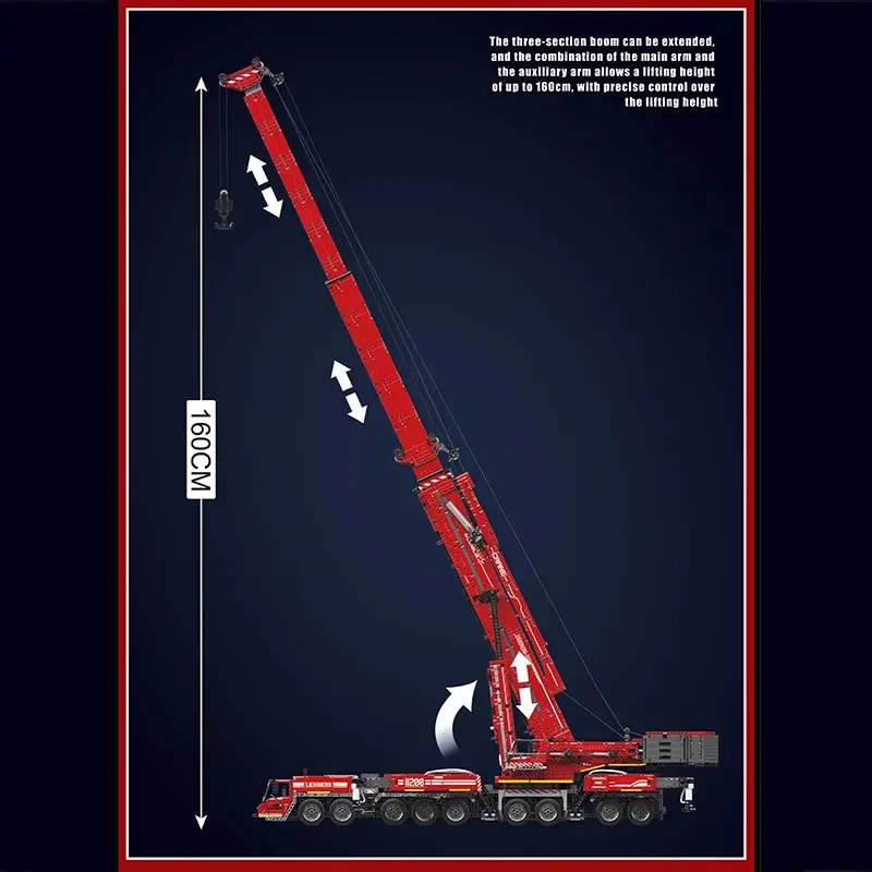 Mould King 17008 Technical APP RC Motorized LTM11200 Red Crane Truck Model Building Blocks Sets Toys Gift For Kids