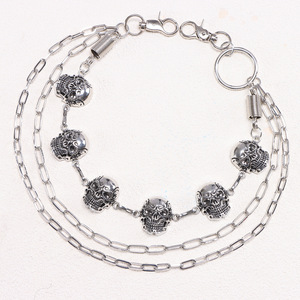 โซ่คาดเอวรูปหัวกะโหลก เงินทิเบต หลายชั้น สไตล์ฮิปฮอป สำหรับกางเกงยีนส์ แฟชั่นลำลอง โซ่คล้องตัว - Product Image 3