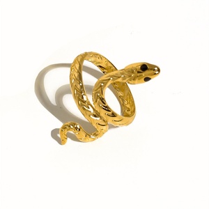 Anillo de Serpiente Ajustable de Acero Inoxidable Impermeable, Chapado en Oro, Joyería de Moda para Mujer - Product Image 3
