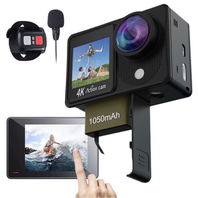 Factory Wholesale 4K/30fps Waterproof Helmet Sport Camera 2 Inch Dual Screen Mini Underwater 40M hd Video Cameras EIS Action Cam