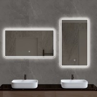 Miroirs de salle de bain LED décoratifs pour hôtel, nouvelle conception, miroirs rectangulaires intelligents éclairés