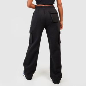 High Quality Wide Leg Sweatpants Womens Custom 350gsm Cargo Sweatpants Joggers With Pockets - Product Image 2