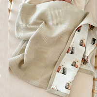 Couverture bébé en mousseline gaufrée en coton tissé, super douce, quatre saisons, pour nouveau-né, couverture d'emmaillotage, pour poussette et berceau, brodée
