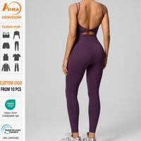 Ensemble de sport Aoyema pour femme : haut à bretelles croisées et leggings avec poches – Idéal pour la gym, le Pilates et les entraînements