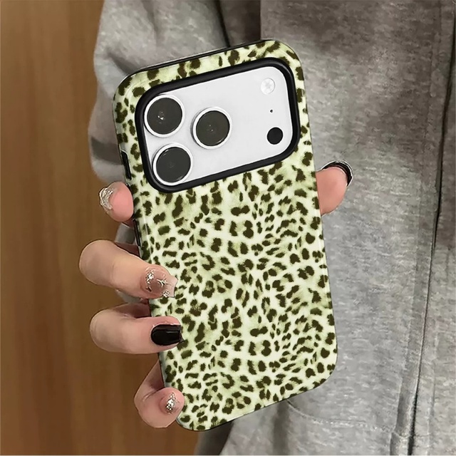 New Trendy American Leopard Print Dual Layer Hard Film Phone case for iPhone 17 Pro Max 16 15 Pro Slim Shockproof Cover