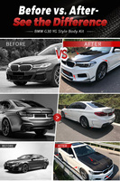 Kit de Carrocería Ancha Estilo YG de Fibra de Carbono Perfiply, Parachoques Delantero, Parachoques Trasero, Guardabarros Delantero y Capó, Excelente Ajuste para BMW G30 2017-2020