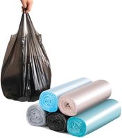 Kleurrijke zwart groene roze blauwe paarse vuilniszakken, op maat gemaakte afmeting, wegwerpbaar plastic materiaal, rolvoeding, meel.