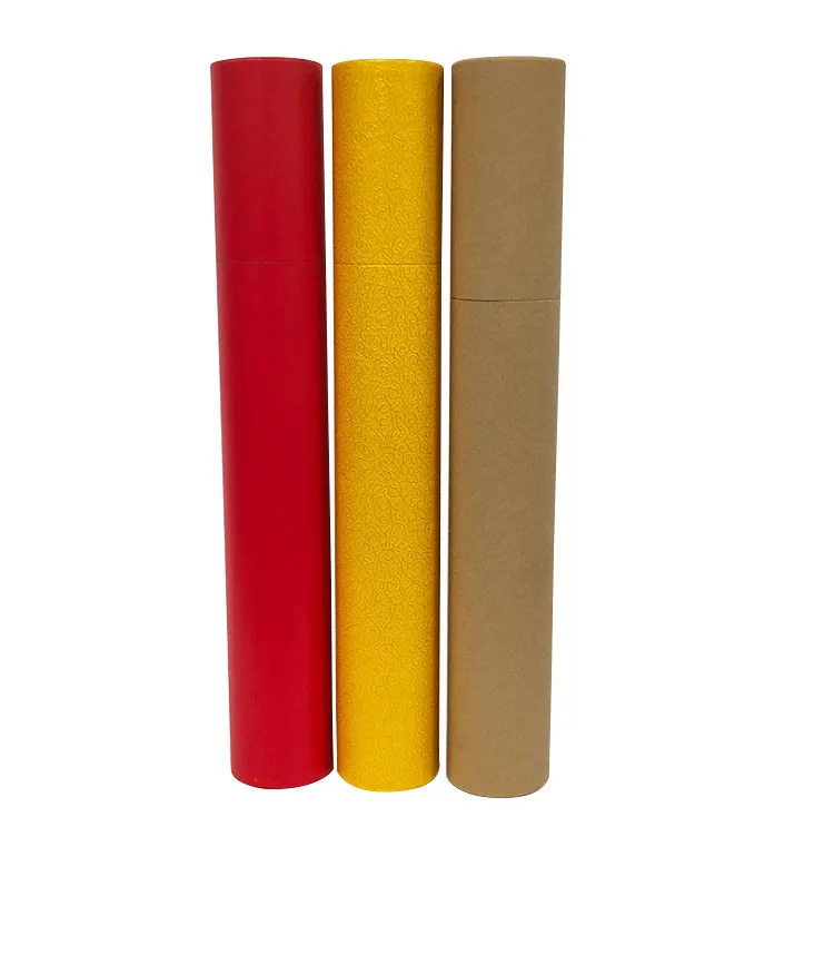 10 pz tubo di cartone Color Kraft/rosso/oro per pittura Poster, incenso, certificati distici, contenitori, confezione regalo In magazzino