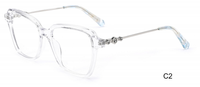 Monture de lunettes optiques pour femmes en acétate et métal, monture carrée pleine avec décorations en strass sur les branches