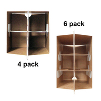 Paquet de 6 porte-bouteilles de bière en carton ondulé pliable personnalisé, blanc uni avec gaufrage, plastification mate, dossier de type boîte