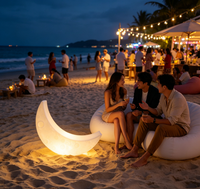 Lampe lunaire LED multicolore à télécommande, étanche IP65, à intensité variable, pour Noël, les fêtes, l'extérieur, solaire, en forme de croissant, pour jardin, parc