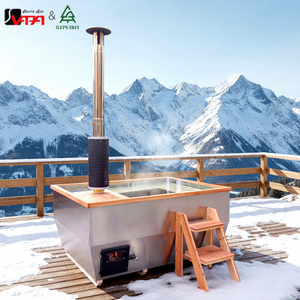 Vapasauna Moderne RVS Houtgestookte Buiten Hot Tub met Afdekking voor 4 Personen <span class=keywords><strong>Spa</strong></span> Badkuip Fabrieksdirecte Verkoop - Product Image 1
