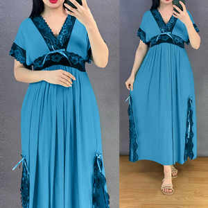 Nuevo Camisón Retro para Mujer Madura, Primavera/Verano, Lujoso y Elegante con Encaje y Cinta, Sexy y Transpirable, Ropa de Dormir de Nailon - Product Image 4