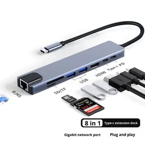 Hub USB C 8 en 1 avec port HDTV 4K, Ethernet Gigabit, 100W PD, lecteur de carte SD/TF pour ordinateur portable, <span class=keywords><strong>station</strong></span> d'accueil pour <span class=keywords><strong>MacBook</strong></span> <span class=keywords><strong>Pro</strong></span> - Product Image 2