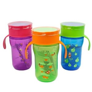 Logotipo personalizado 320ml 360 grados <span class=keywords><strong>Boca</strong></span> plana mágica Sorber a prueba <span class=keywords><strong>de</strong></span> fugas Taza <span class=keywords><strong>de</strong></span> aprendizaje para beber con PP Doble mango - Product Image 1