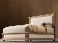 Cadre de lit double en chêne RH, taille Queen, style américain moderne, rembourré et personnalisable, 1800x2000mm