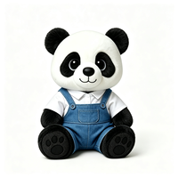 Peluche Panda Personnalisée avec Chemise Blanche et Salopette en Jean – Adorable Animal en Peluche Panda, Souvenir Doux et Mignon
