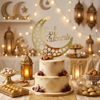 Eid Mubarak Spiegel-Gold Acryl Cake Topper für Eid Ramadan Party Kuchendekoration Kuchen-Dekorationszubehör
