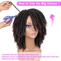 HANNE Perruque synthétique courte torsadée style dreadlocks pour femmes et hommes noirs, bouclée afro (1B/30) # )